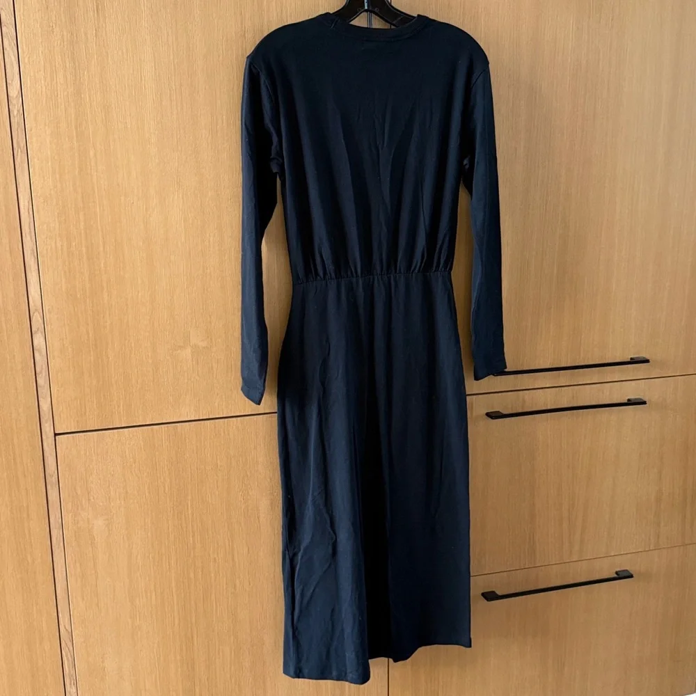 NATION LTD Long Sleeve Black Cotton Maxi Dress Jet Black Color Size Small NWT - Picture 7 of 8